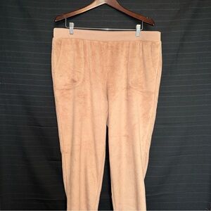 AnyBody Brown Soft Fuzzy Pull On Elastic Waist Cozy Lounge Pants w/ Pockets L